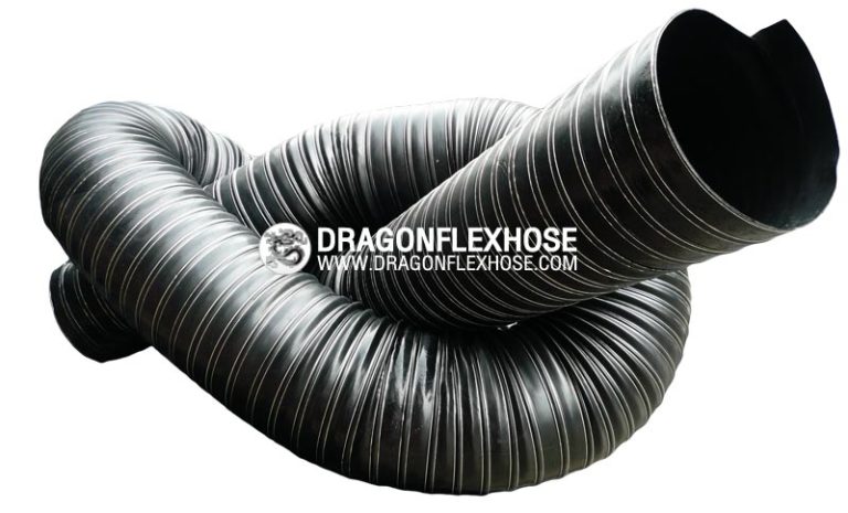 ท่ออ่อนผ้าใบ 2 ชั้น เคลือบยางนีโอพรีน สีดำ โครงลวดปริง