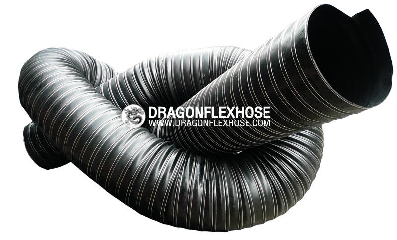 ท่ออ่อนผ้าใบ 2 ชั้น เคลือบยางนีโอพรีน สีดำ โครงลวดปริง